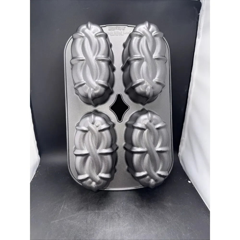 Nordic Ware Celtic Knot Mini Loaf Pan Cast Aluminum Nonstick Made in USA
